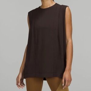 Lululemon- Dark Brown Modal Pleated Shoulder Tank Top